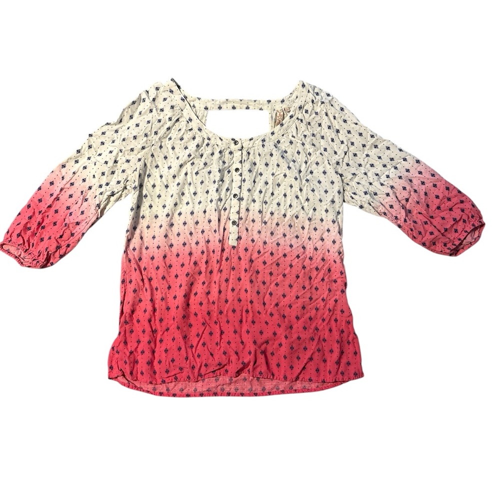 Red Camel White and Blue Patterned Blouse